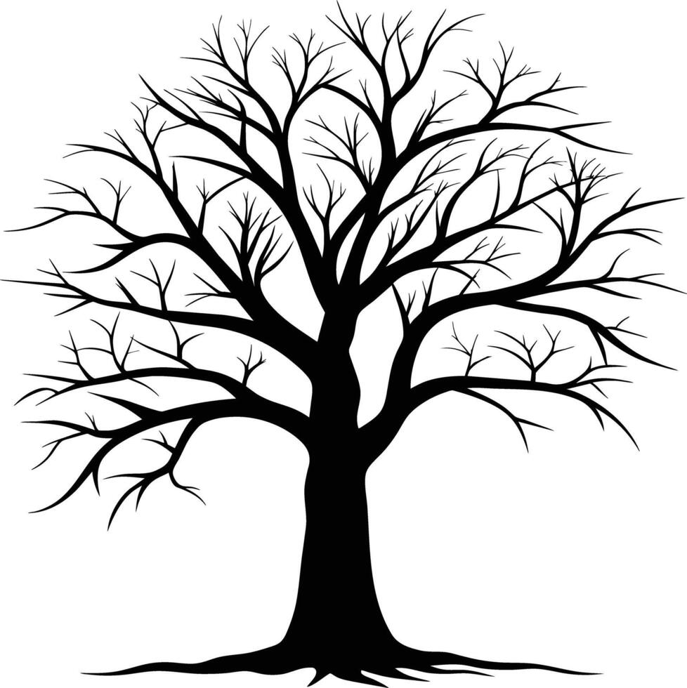 A black silhouette of a bare tree vector