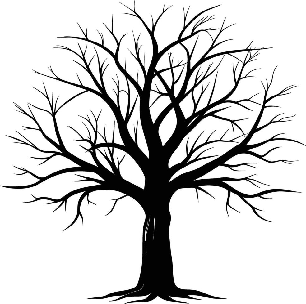 A black silhouette of a bare tree vector