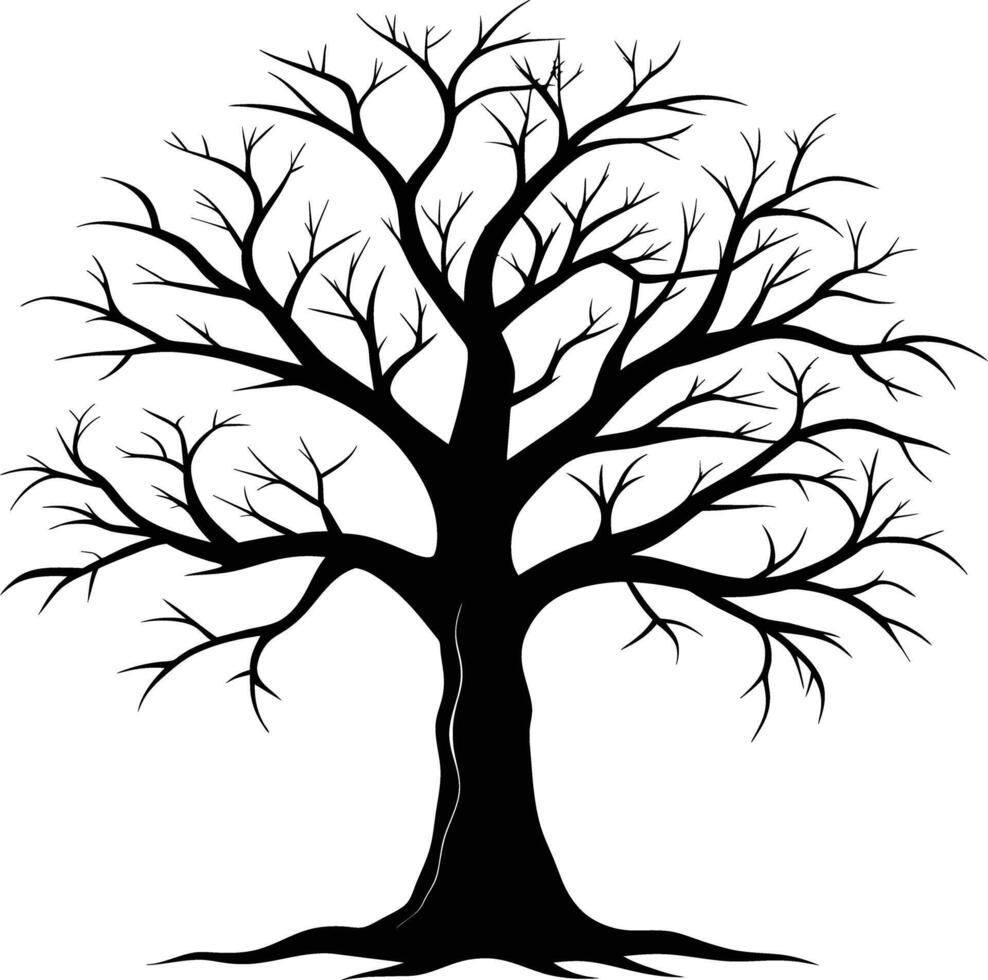 A black silhouette of a bare tree vector
