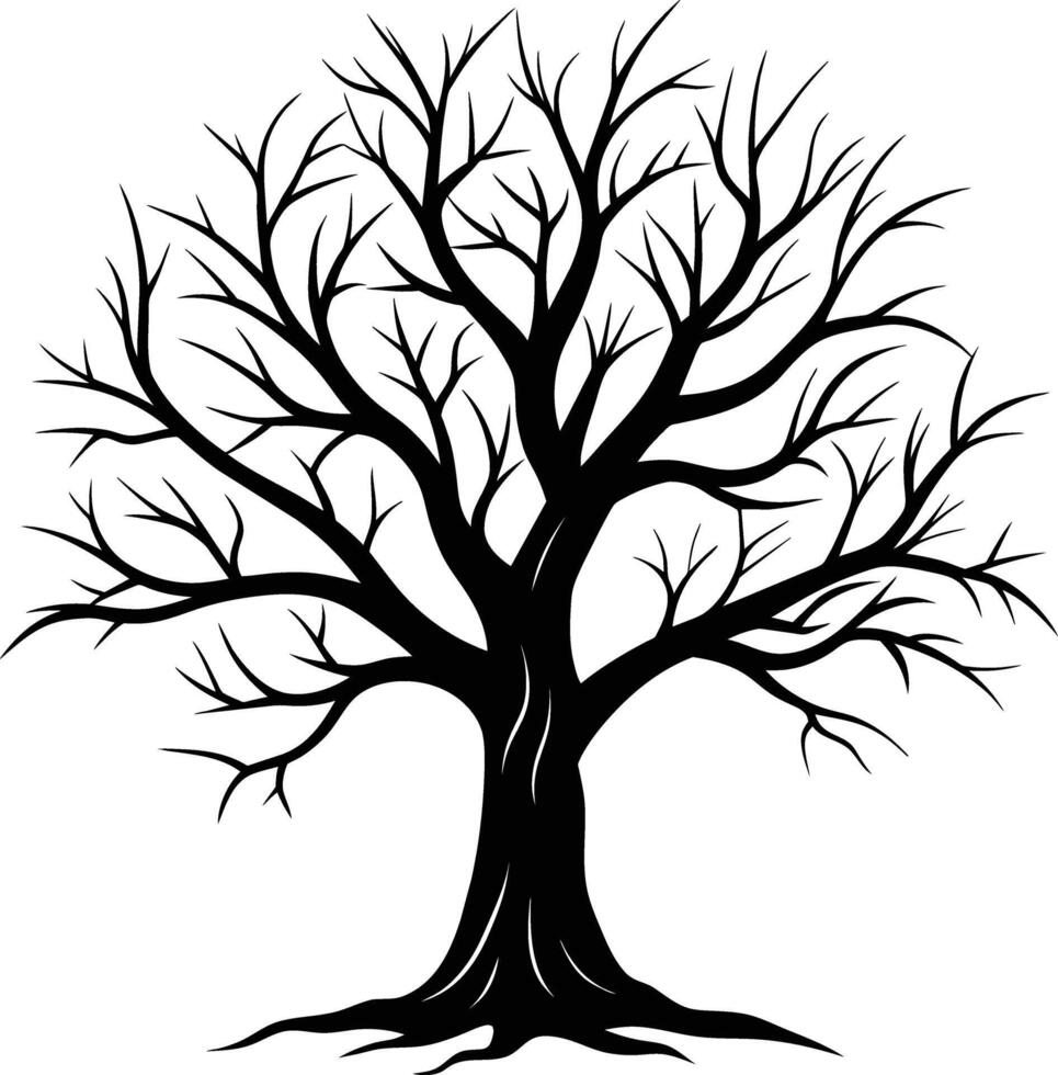 A black silhouette of a bare tree vector