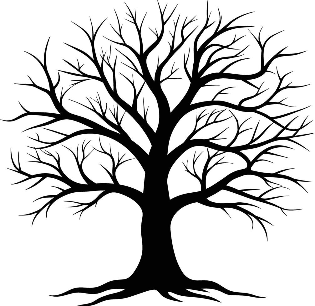 A black silhouette of a bare tree vector