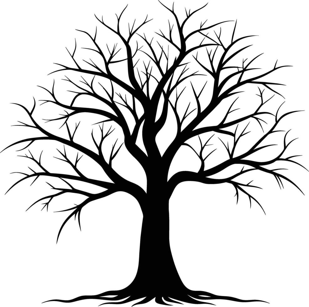 A black silhouette of a bare tree vector