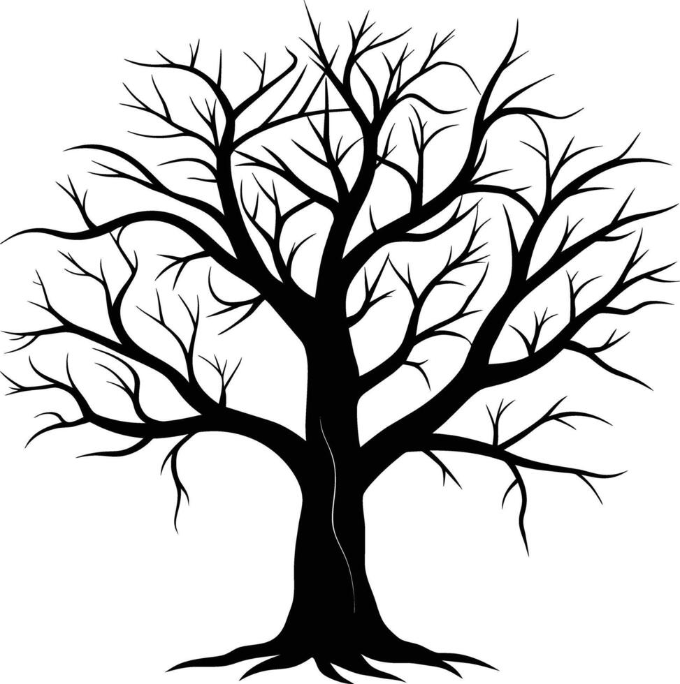 A black silhouette of a bare tree vector