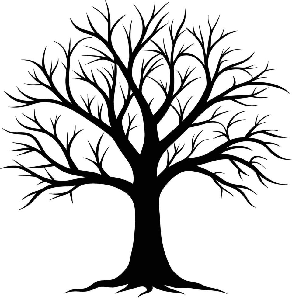 A black silhouette of a bare tree vector