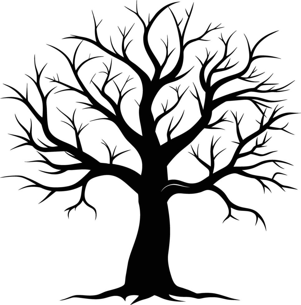 A black silhouette of a bare tree vector