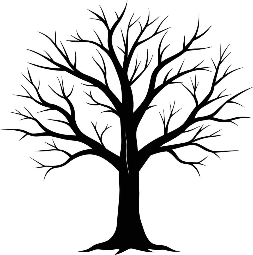 A black silhouette of a bare tree vector