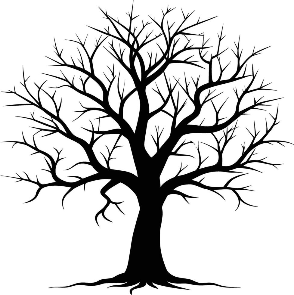 un negro silueta de un desnudo árbol vector