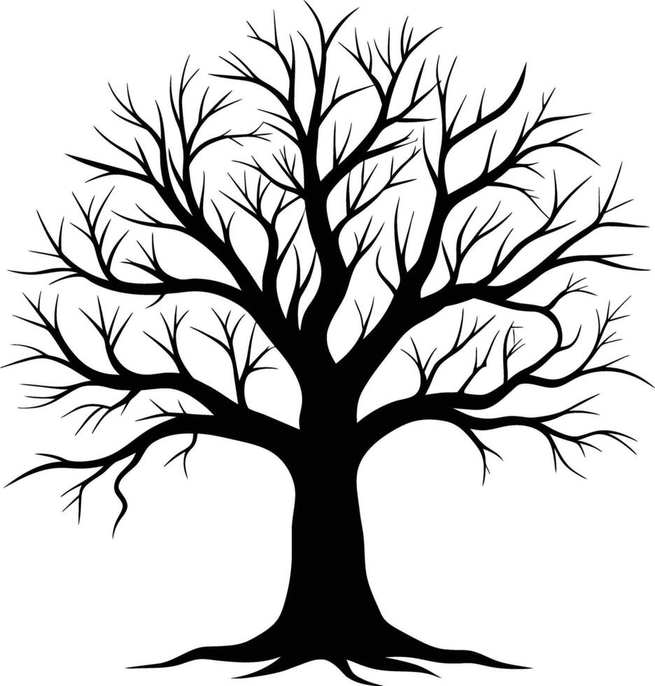 A black silhouette of a bare tree vector