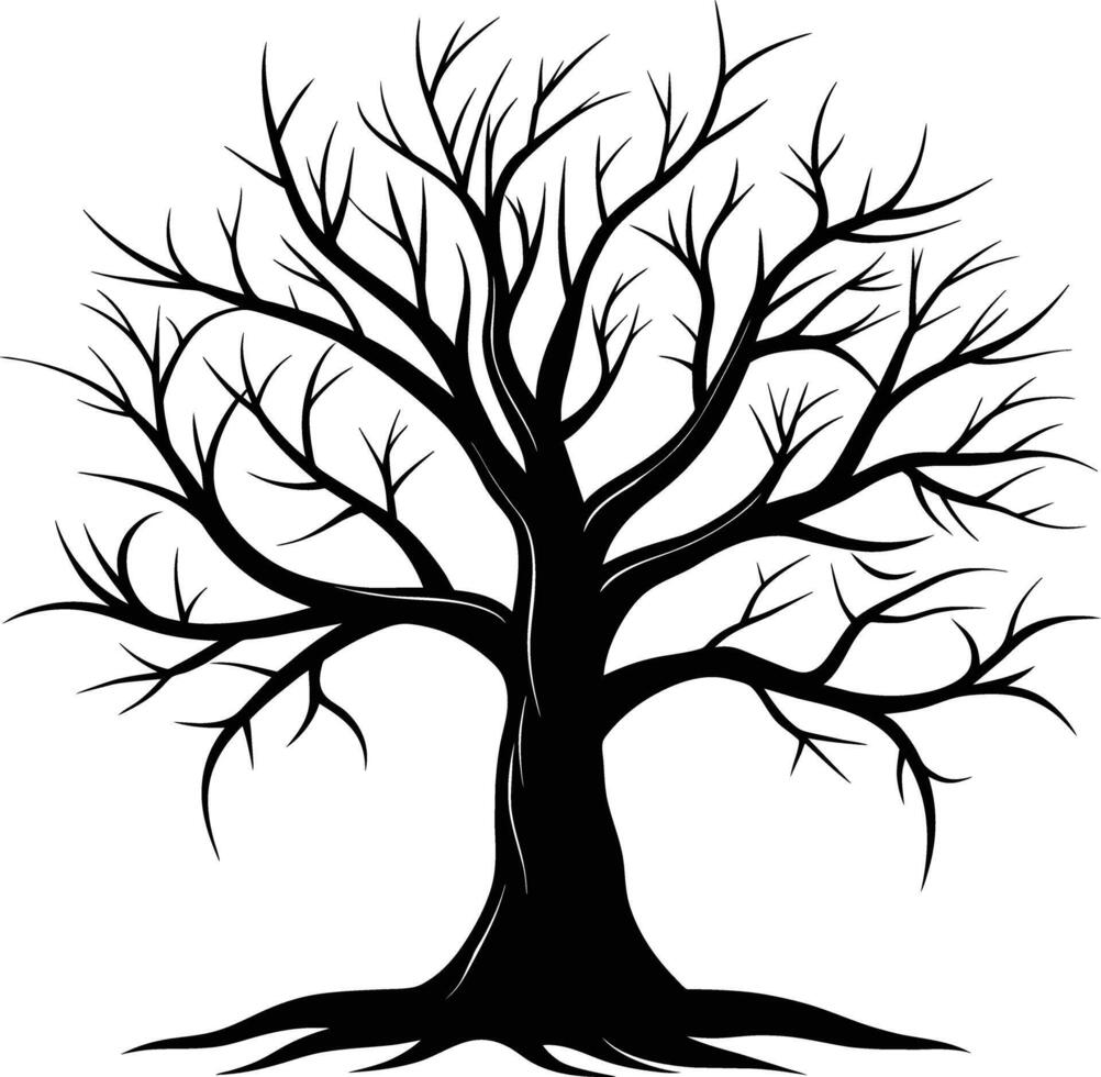 A black silhouette of a bare tree vector