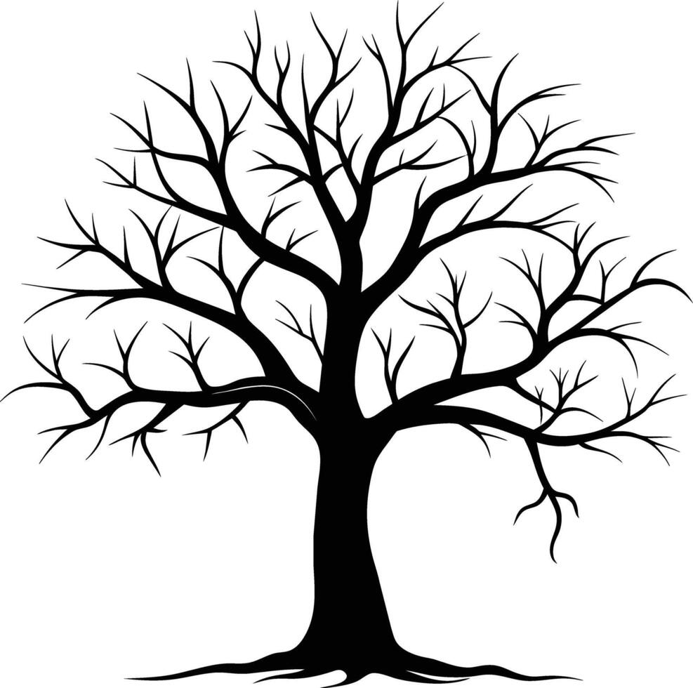 A black silhouette of a bare tree vector
