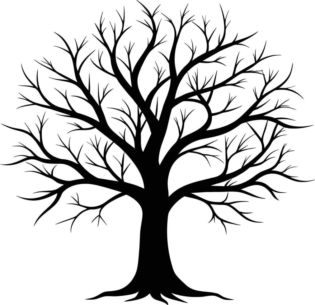 A black silhouette of a bare tree vector