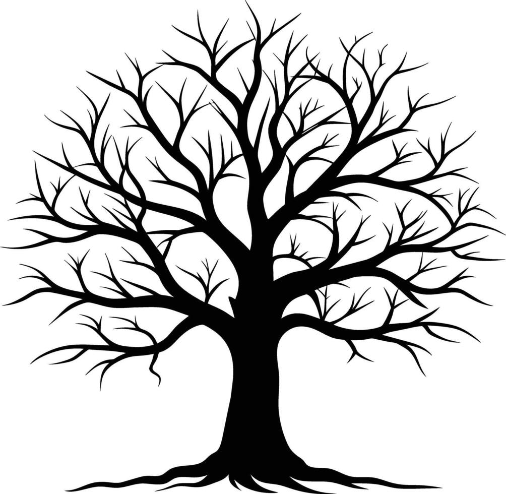 A black silhouette of a bare tree vector