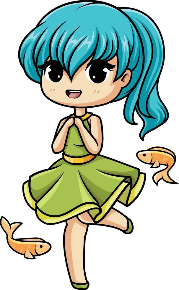 Kawaii zodiac Pisces illustration vector