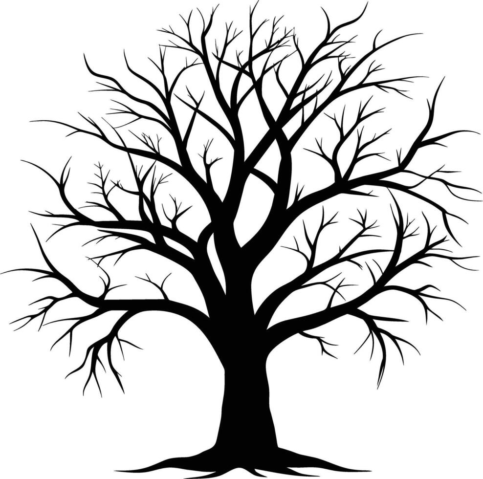 A black silhouette of a bare tree vector