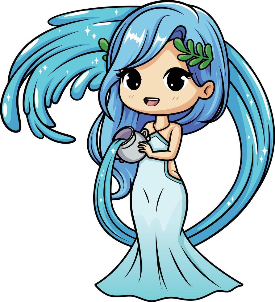 Kawaii zodiac Aquarius illustration vector