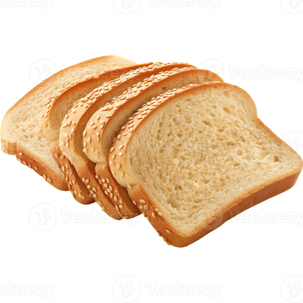 Sliced Bread with sesame seeds Isolated on a Transparent Background png