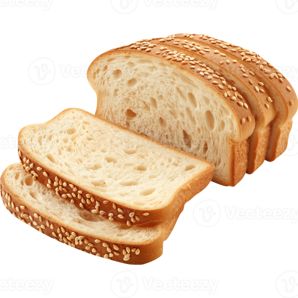 Sliced Bread with sesame seeds Isolated on a Transparent Background png