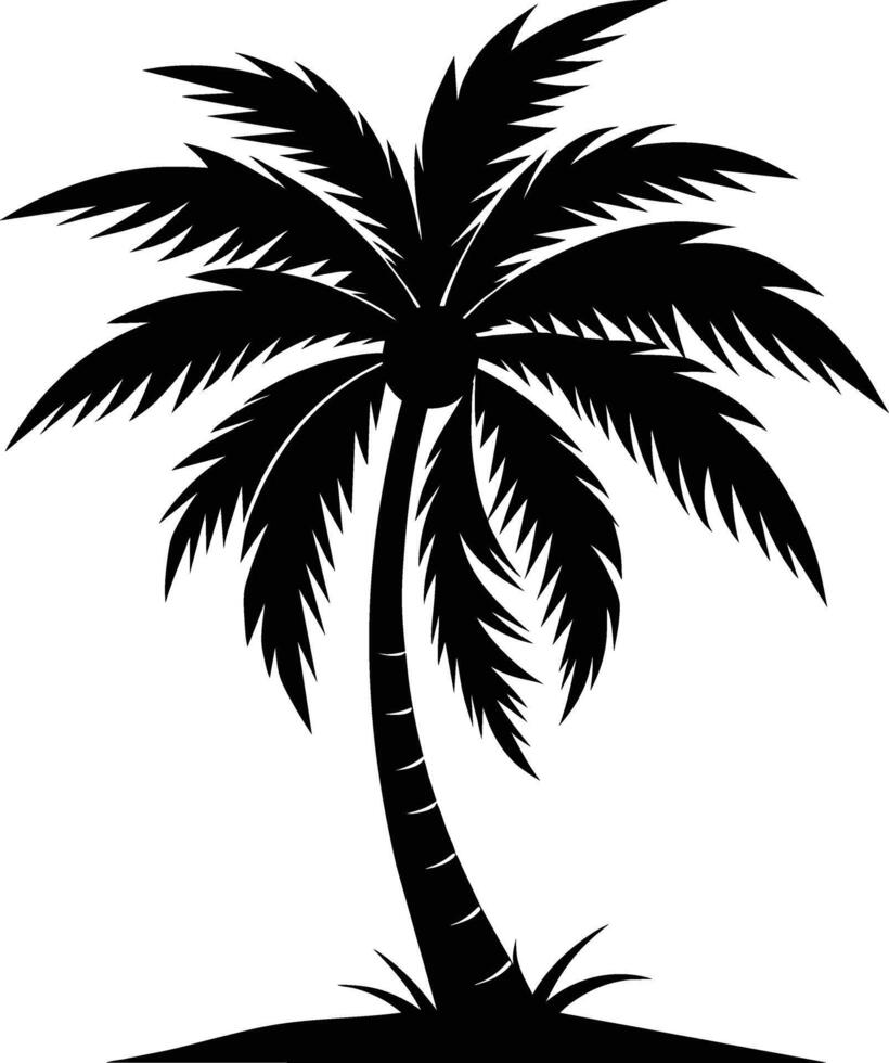 A black silhouette of a coconut tree vector
