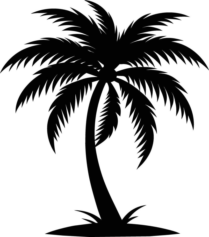 A black silhouette of a coconut tree vector