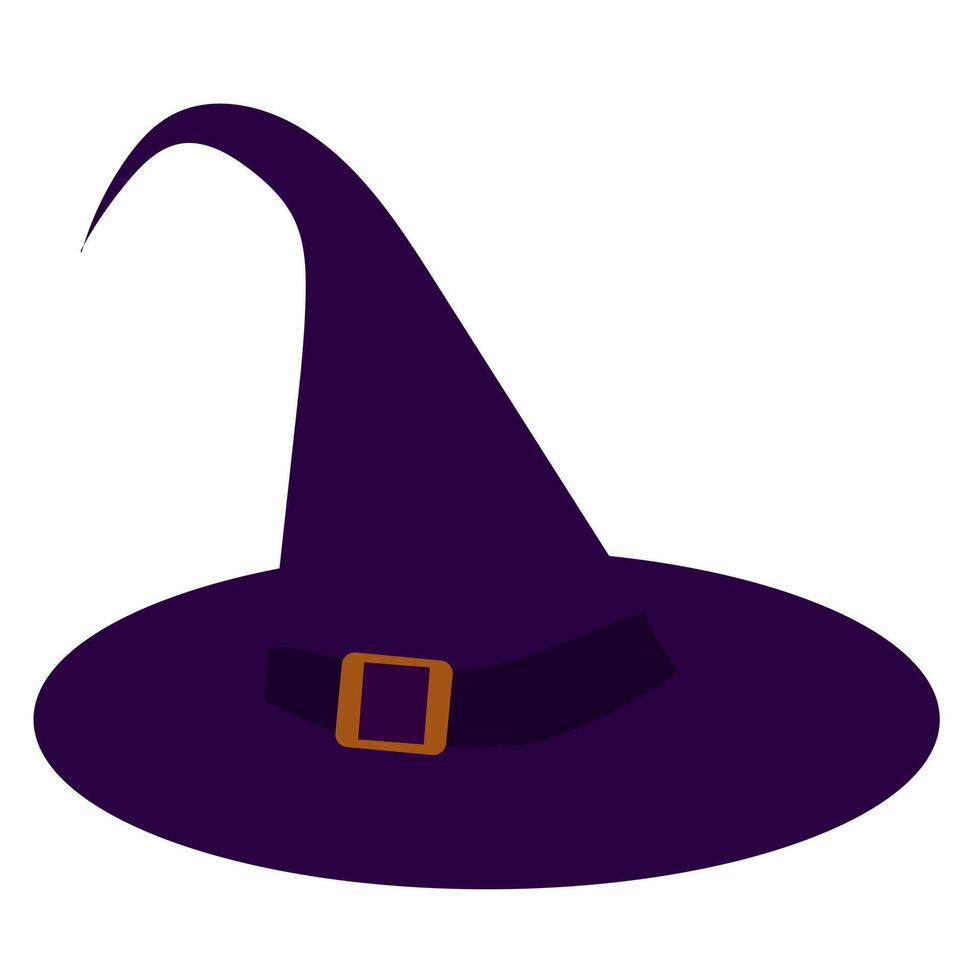 Purple witch hat with buckle. illustration isolated on white background. vector