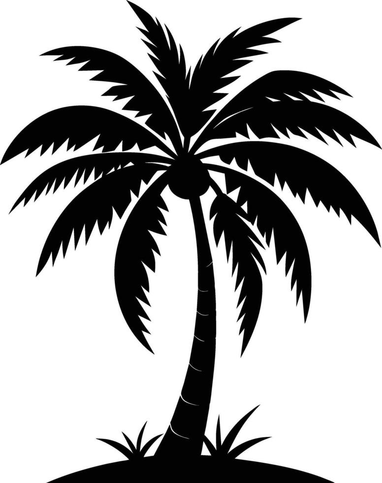 A black silhouette of a coconut tree vector