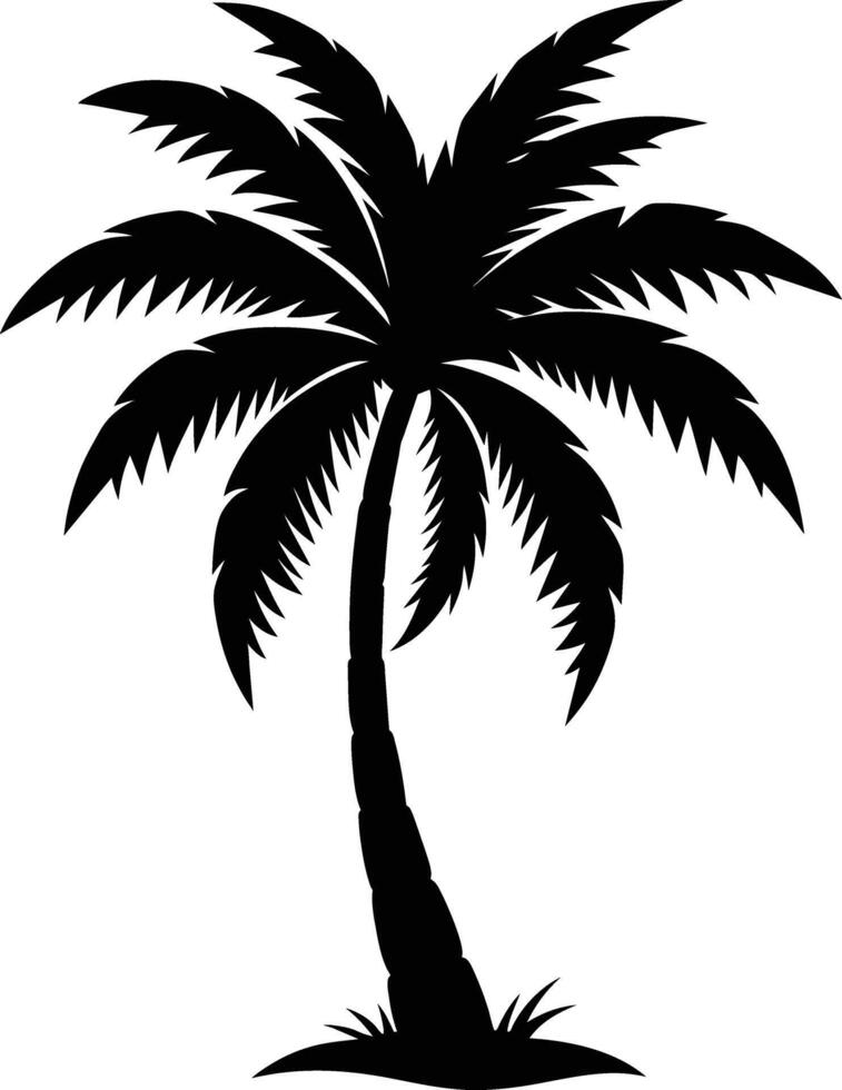 A black silhouette of a coconut tree vector
