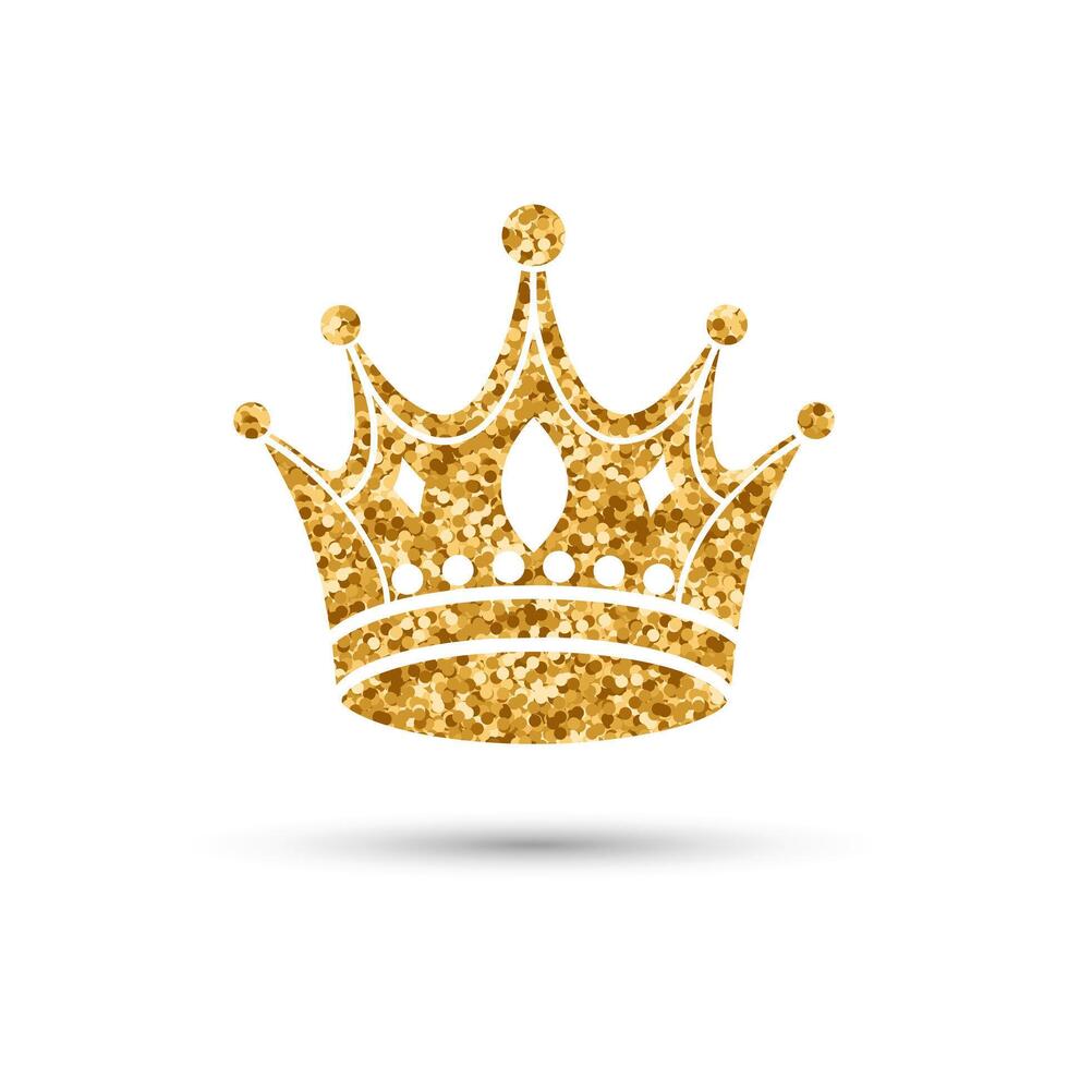 Gold glitter crown on a white background. Magic royal crown. vector