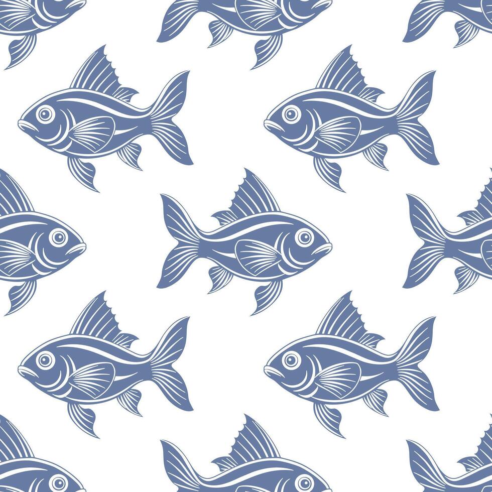 Seamless pattern, silhouettes of sea fish with water bubbles on a white background. Printing, textiles vector