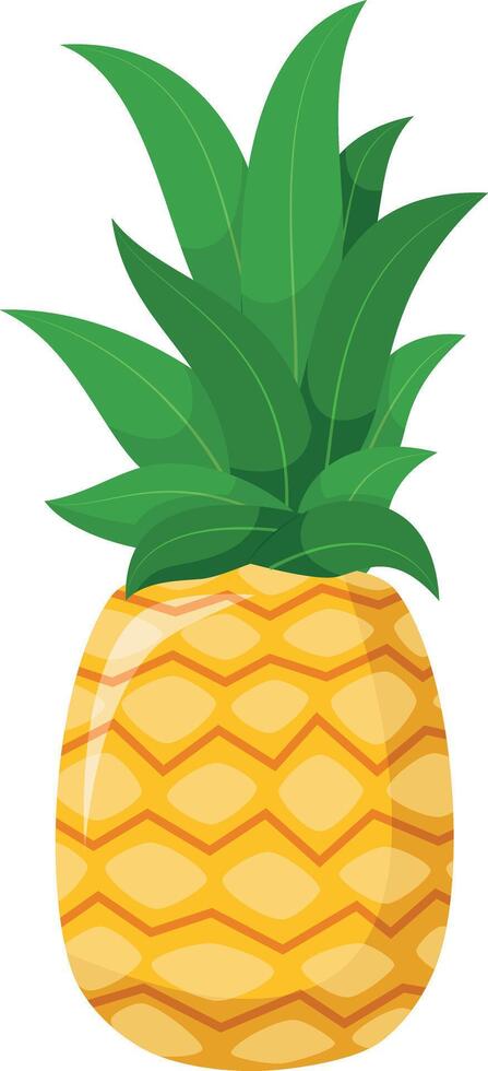 illustration of a funny pineapple in cartoon style. vector
