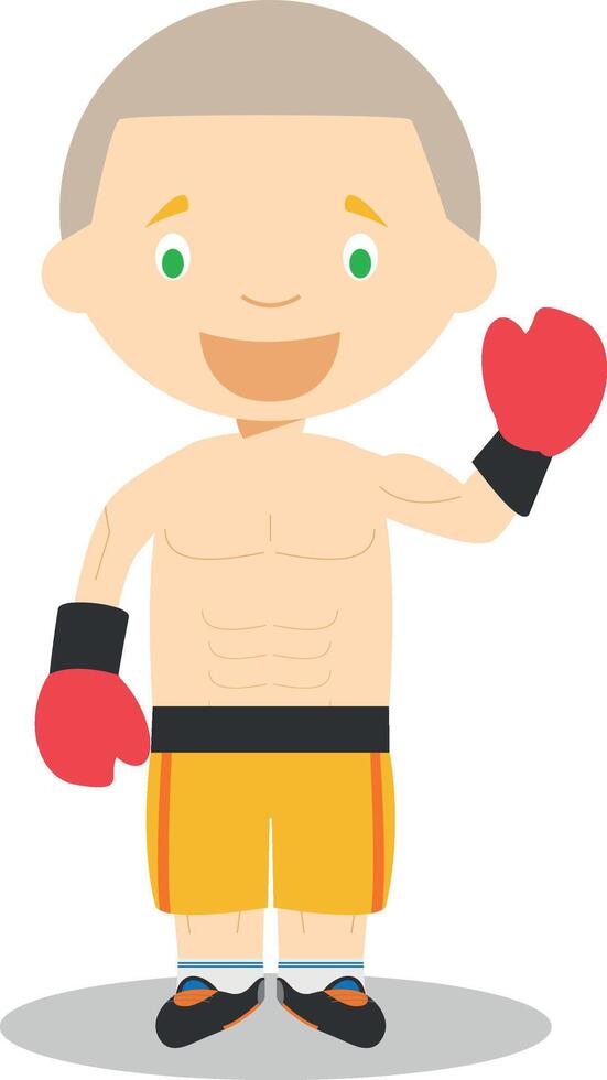 Sports cartoon illustrations. Boxing vector