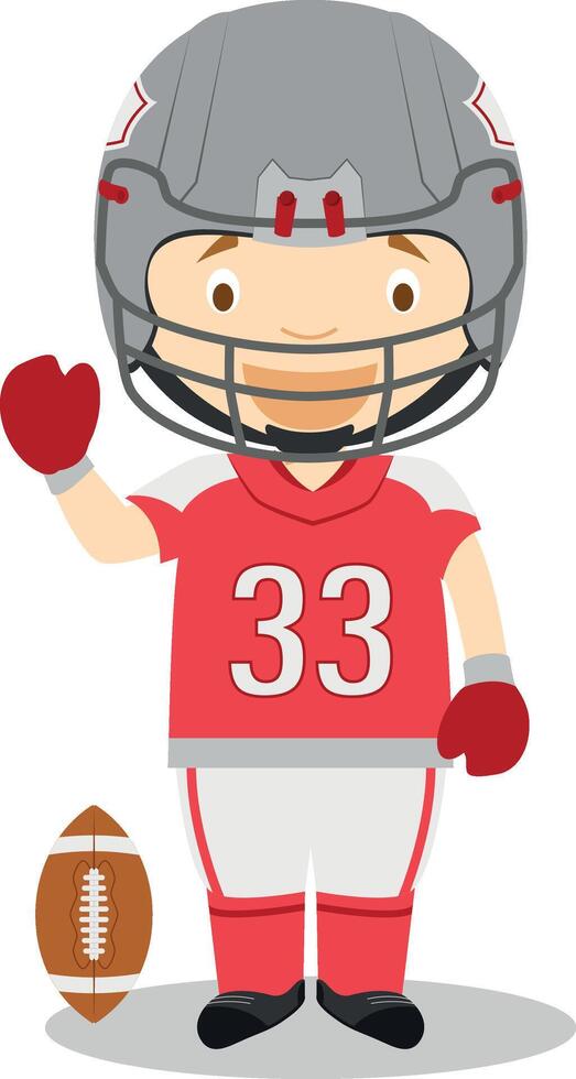 Sports cartoon illustrations. American Football vector