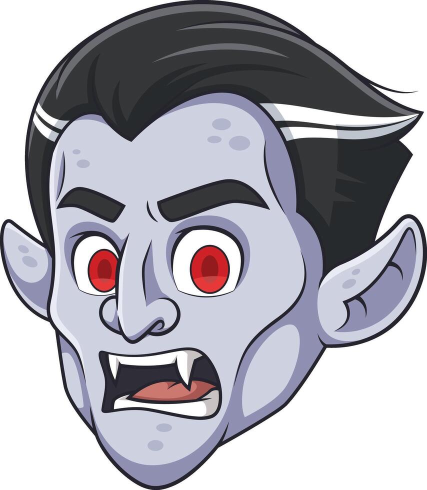 Vampire head with fangs cartoon drawing vector