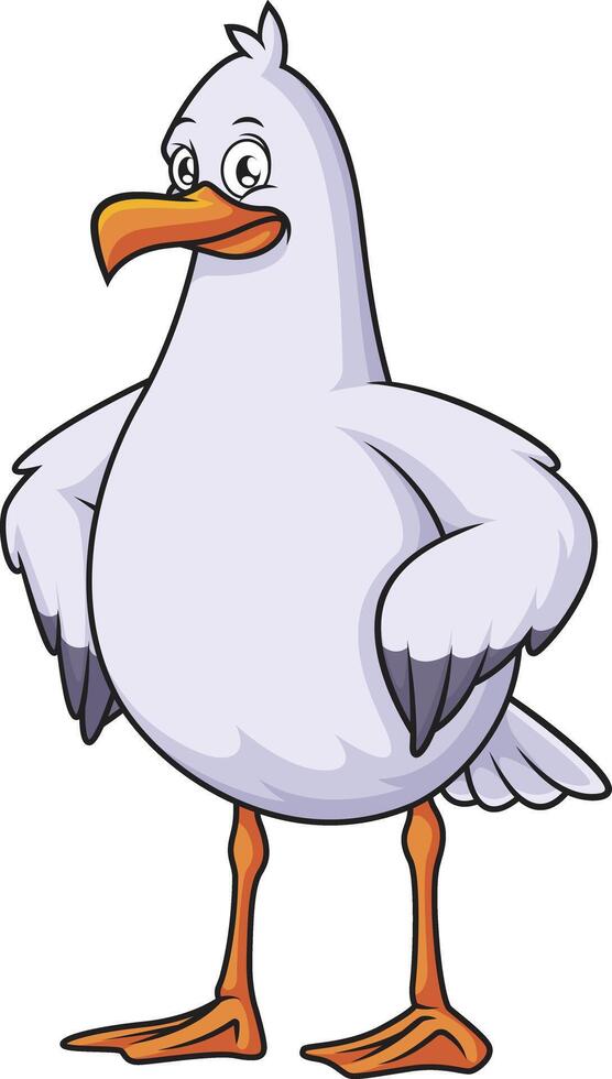 Confident seagull bird cartoon drawing vector