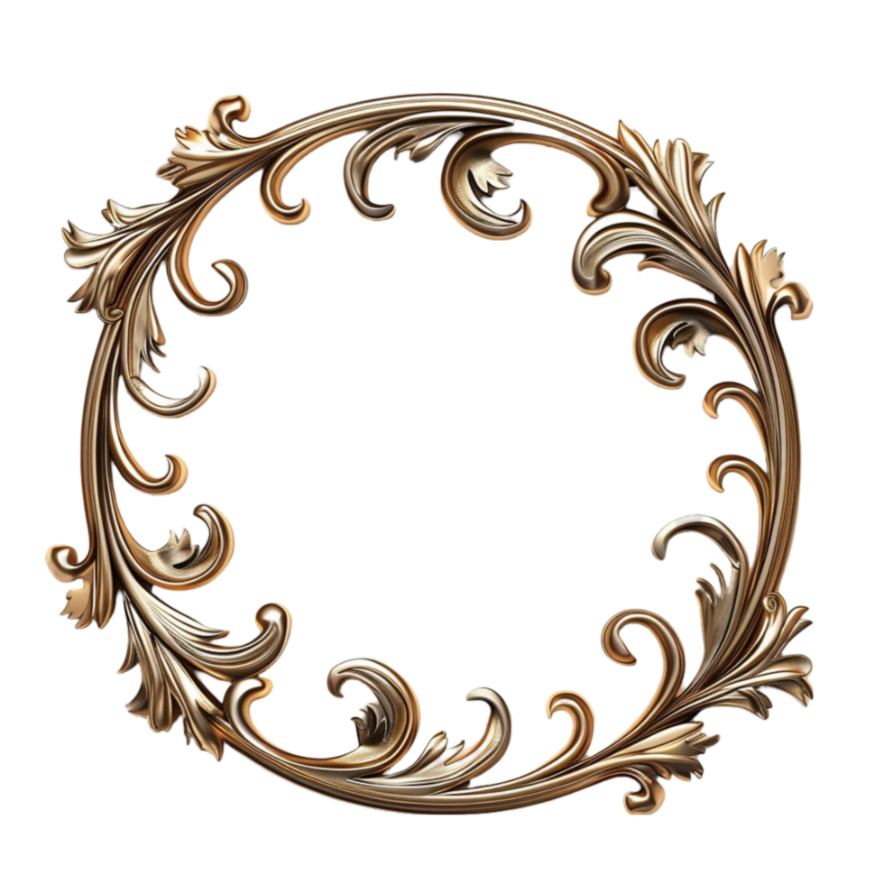 Regal Elegance Royal Gold Frame with Intricate Floral Design for Stylish Circles png