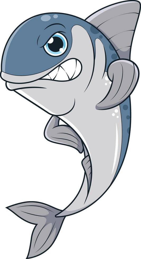 Angry sardine fish cartoon drawing vector