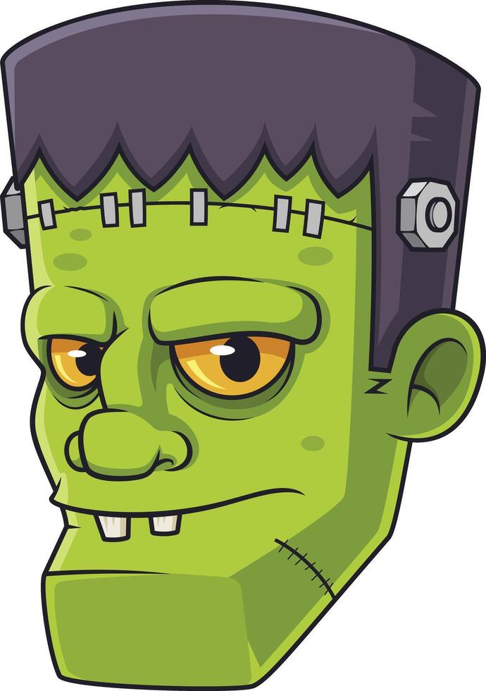 Frankenstein monster head cartoon drawing vector