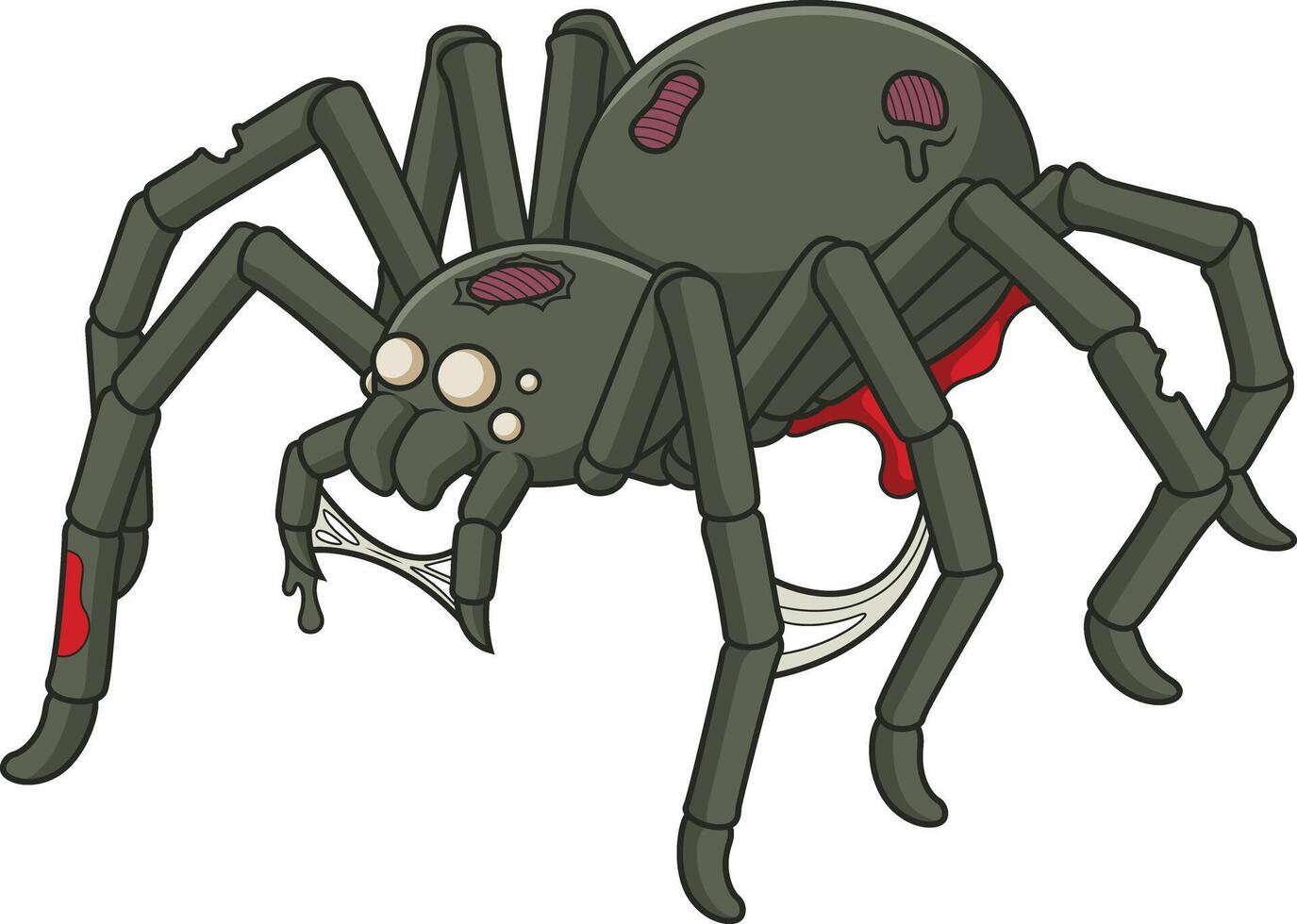 Creepy zombie spider cartoon drawing vector