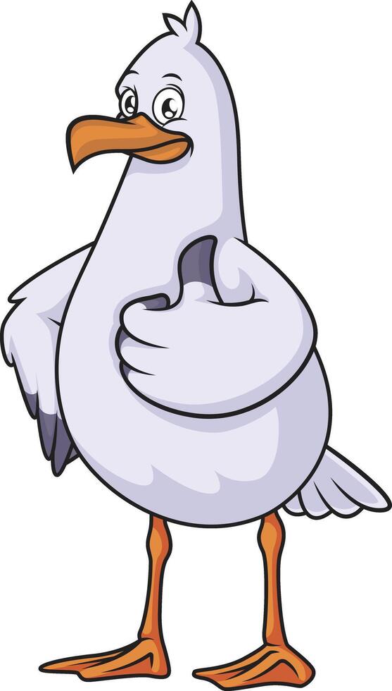 Seagull thums up cartoon drawing vector