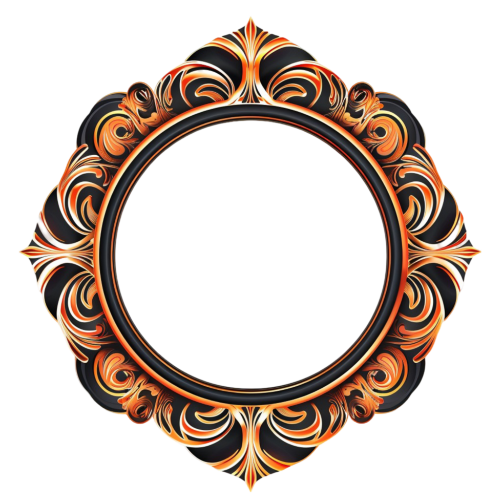 Luxurious Ornamentation Royal Gold Frame with Stylish Circular Floral Motif png