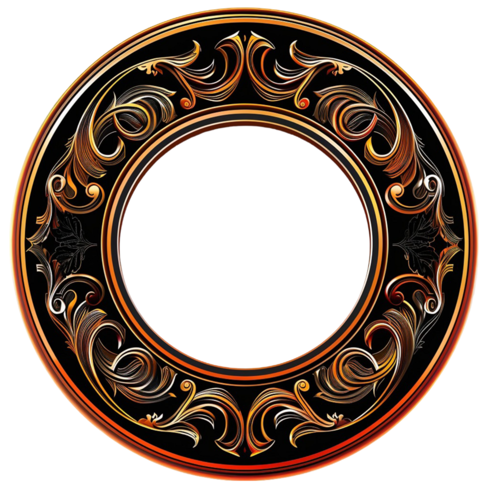 Opulent Beauty Stylish Circular Frame with Royal Gold and Floral Intricacies png