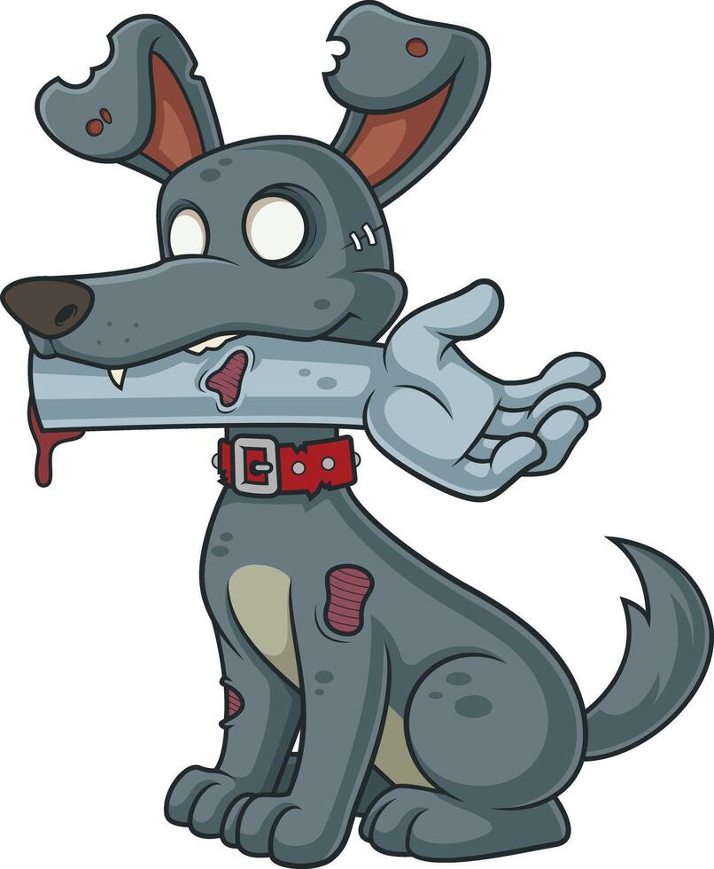 Siniestro zombi perro dibujos animados dibujo vector