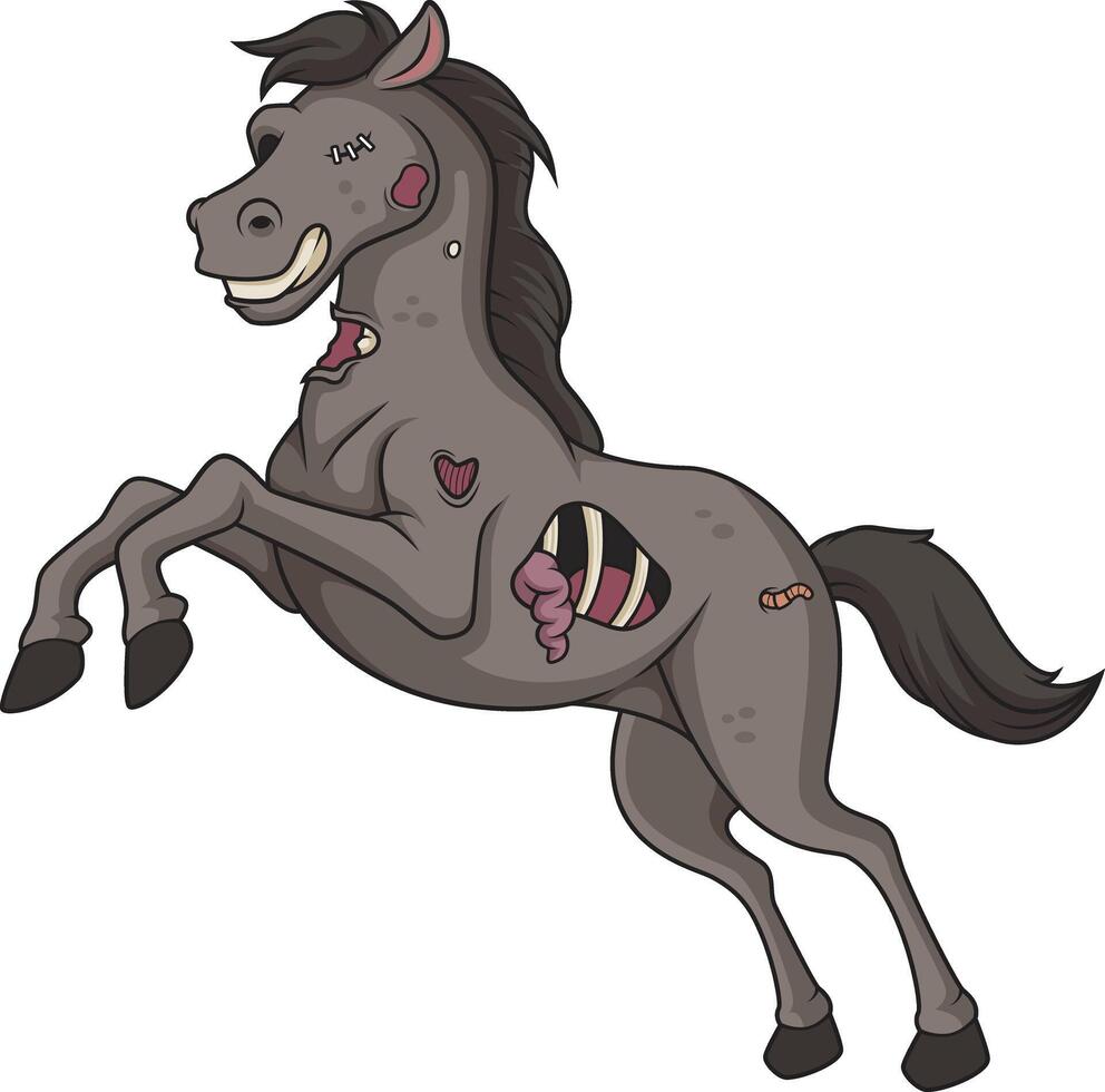 Creepy zombie horse cartoon drawing vector