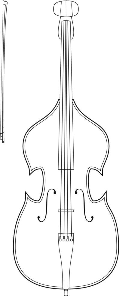 Easy coloring cartoon illustration of a contrabass isolated on white background vector