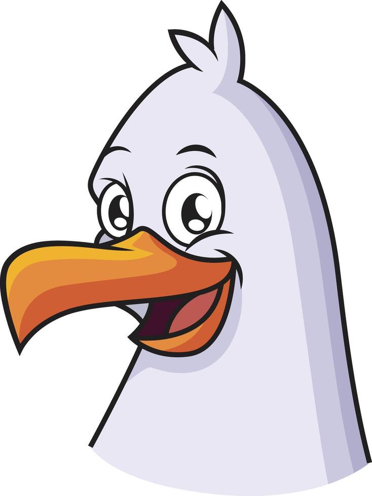 Seagull head close up cartoon drawing vector
