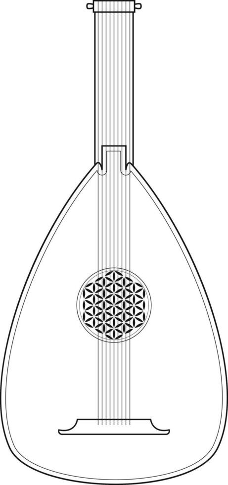 Easy coloring cartoon illustration of a lute isolated on white background vector