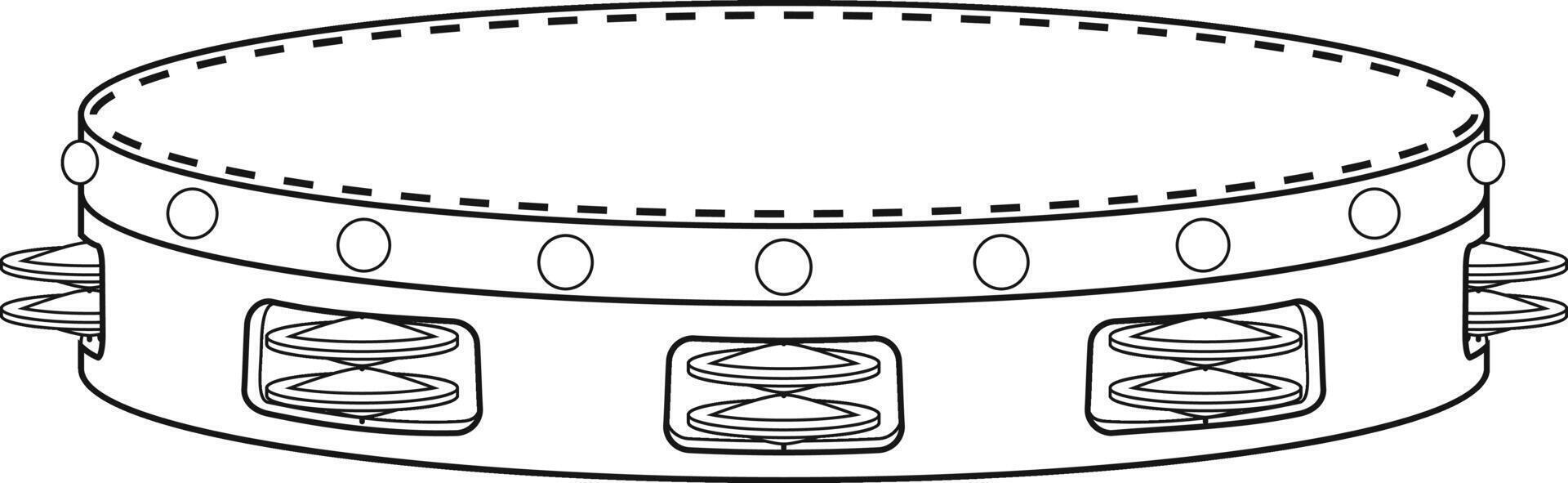 Easy coloring cartoon illustration of a tambourine isolated on white background vector
