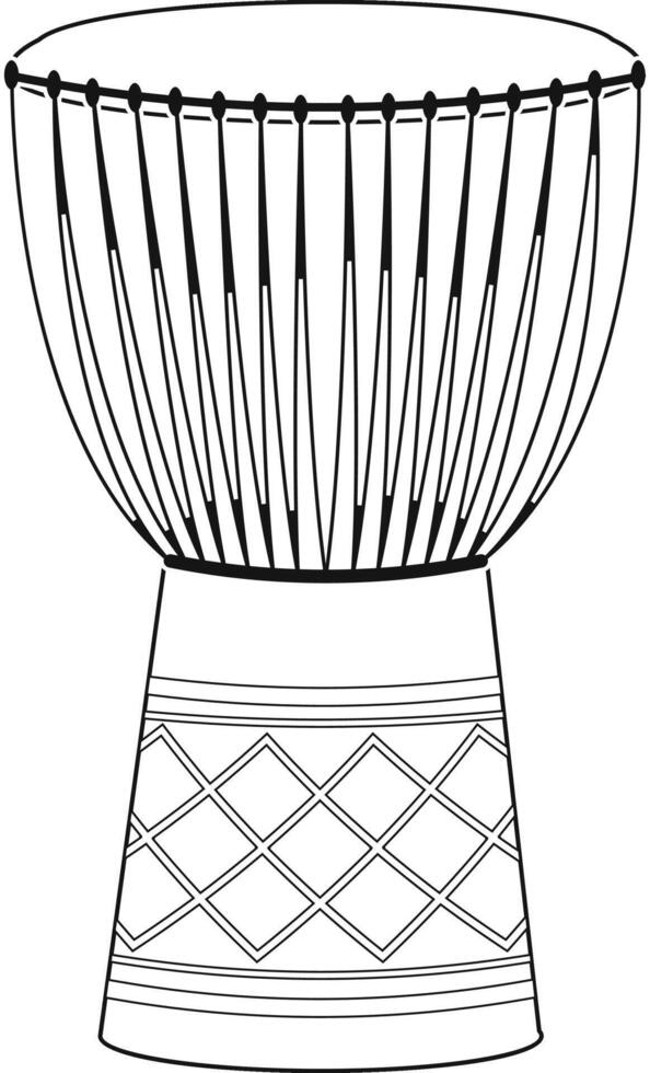 Easy coloring cartoon illustration of a djembe isolated on white background vector