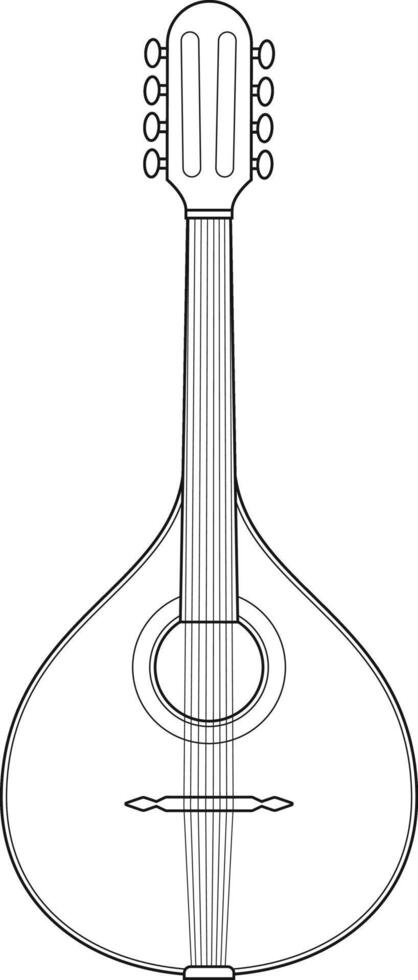 Easy coloring cartoon illustration of a mandolin isolated on white background vector