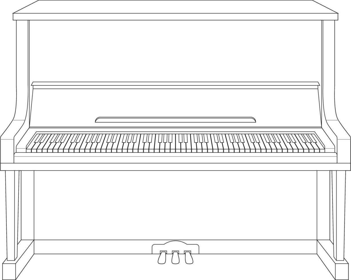 Easy coloring cartoon illustration of an upright piano isolated on white background vector