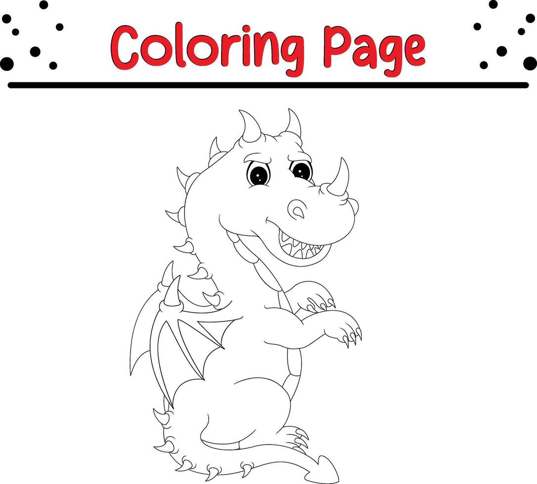 dragon coloring page. Happy Animal coloring book for children. vector